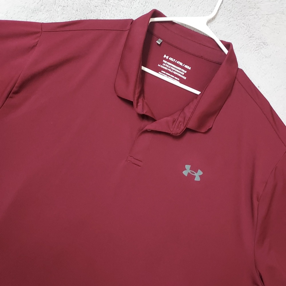 Under Armour Polo Shirt Mens 4XLT Performance Loose Short Sleeve Maroon 4XL TALL